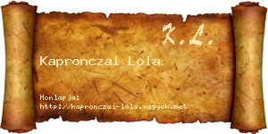 Kapronczai Lola névjegykártya