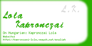 lola kapronczai business card